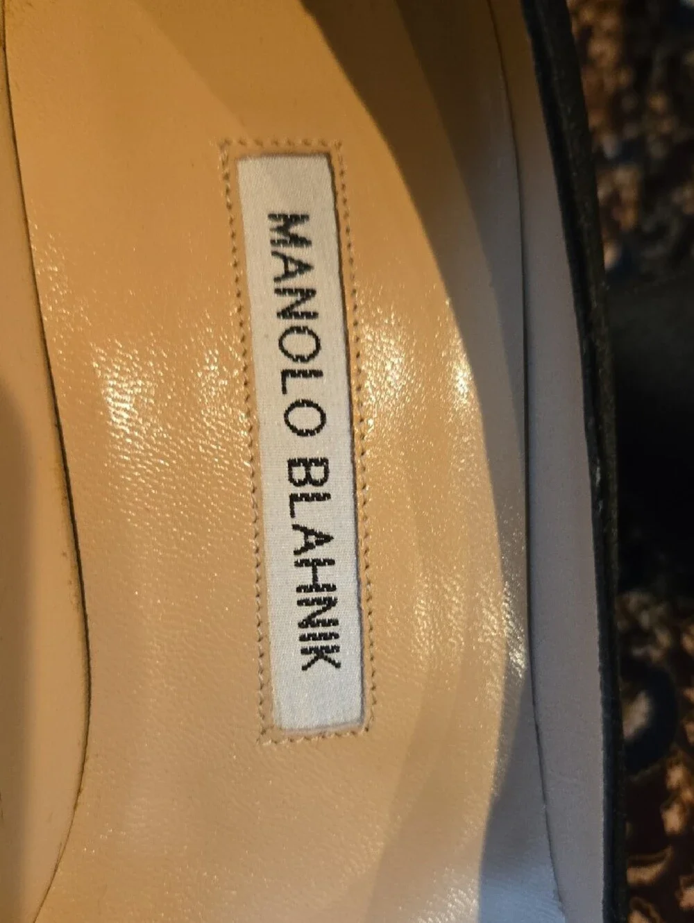 Manolo Blahnik Black Satin Pointed Pumps